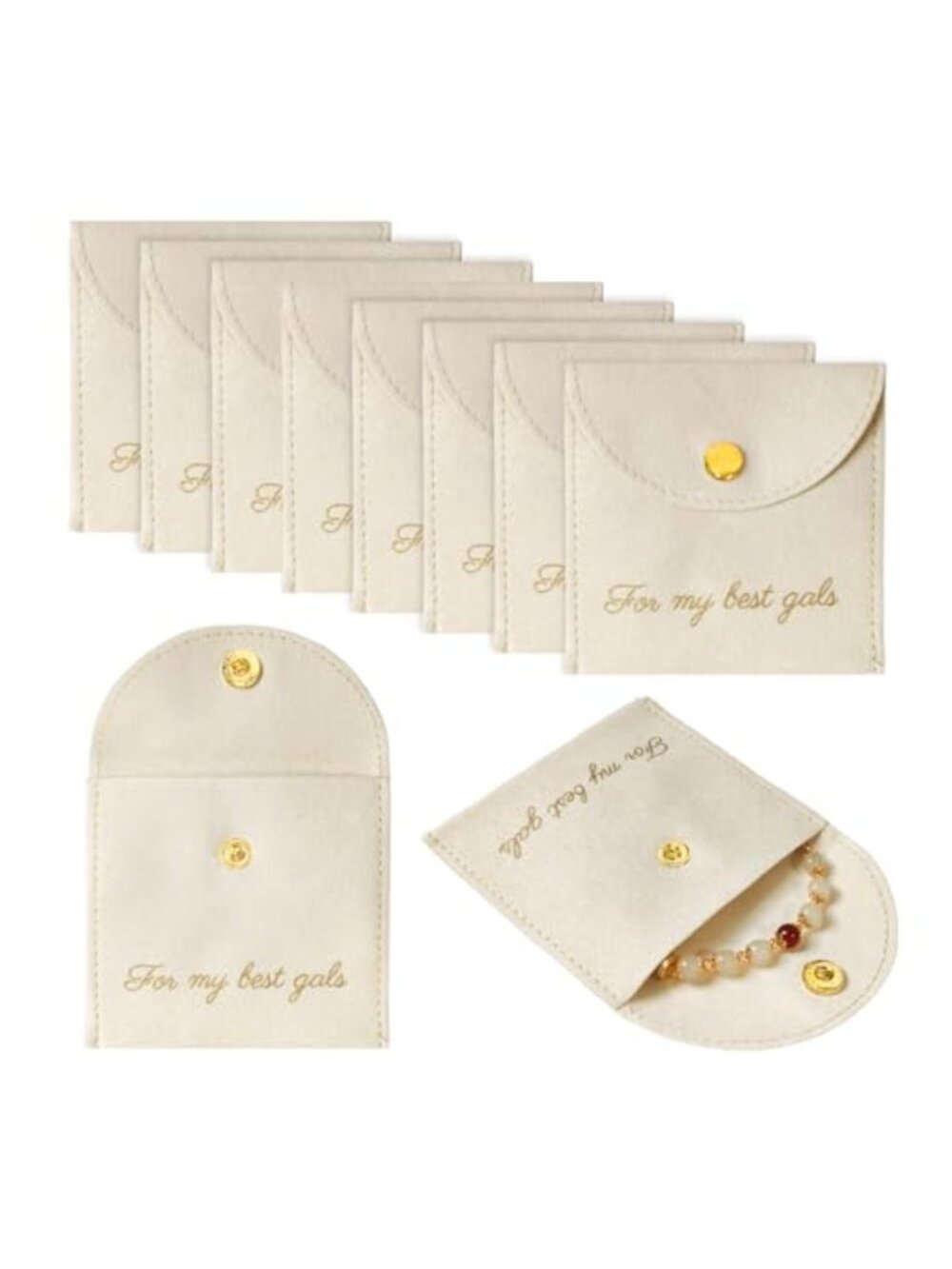 Velvet Jewelry Pouches 10-Pack Button Closure Organizer Gift Set